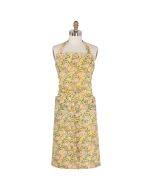 image shows Danica Heirloom Block Print Apron | Clematis against a blank, white background