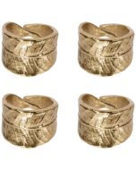 image shows Danica Heirloom Napkin Rings (Set of 4) | Leaf Gold  against a blank, white background