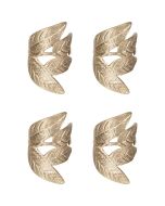 image shows Danica Heirloom Napkin Rings (Set of 4) | Frond Gold against a blank, white background