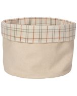 image shows Now Designs by Danica Plaid Canvas Bread Basket  against a blank, white background