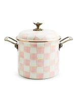 image shows MacKenzie-Childs Rosy Check 7 Qt. Stockpot against a blank, white background