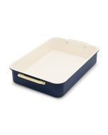 image shows GreenPan Reserve Healthy Ceramic Nonstick Bakeware Rectangular Cake Pan | Twilight against a blank, white background