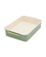  image shows GreenPan Reserve Healthy Ceramic Nonstick Bakeware Rectangular Cake Pan | Sage against a blank, white background