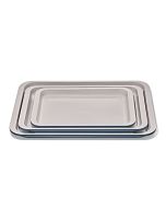 image shows OXO Good Grips Non-Stick Pro Ceramic Coated Metal Bakeware 3-Piece Sheet Pan Set | Storm Blue  against a blank, white background