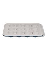  image shows OXO Good Grips Non-Stick Pro Ceramic Coated Metal Bakeware 12-Cup Muffin Pan | Storm Blue against a blank, white background
