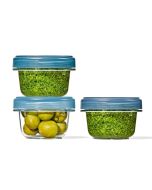 image shows OXO Good Grips Twist & Stack 5oz Container Set | 3-Pack against a blank, white background