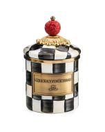 image shows MacKenzie-Childs Courtly Check 14oz Mini Canister  against a blank, white background