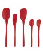 image shows Tovolo Flex-Core® Spatula All Silicone Set (Set of 5) | Cayenne against a blank, white background