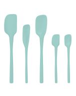 image shows Tovolo Flex-Core® All Silicone Spatulas (Set of 5) | Aqua against a blank, white background
