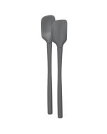  image shows Tovolo Flex-Core® All Silicone Mini Spatula & Spoonula (Set of 2) | Charcoal against a blank, white background
