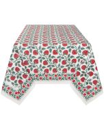  image shows Danica Heirloom 60" x 90" Block Print Tablecloth | Carnation against a blank, white background