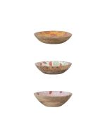 Hazel Mazel Mango Wood and Enamel Fruit Bowls | Set of 3 