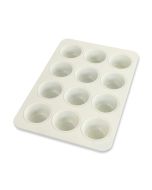 image shows USA Pan 12-Cup Ceramic Nonstick Muffin Pan | Vanilla  against a blank, white background