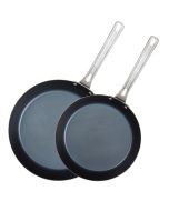 image shows Viking Blue Carbon Steel Fry Pan Set | 2-Piece against a blank, white background