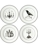 image shows Lenox Vintage Halloween Dessert Plate Set | 4-Piece against a blank, white background