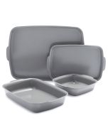 image shows GreenPan Premiere Ovenware 4-Piece Bakeware Set against a blank, white background