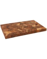 image shows Danica Heirloom Acacia Chevron 15.5" Rectangle Serving Board  against a blank, white background