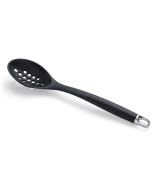 image shows Click Clack Nylon Slotted Spoon | Grey/Chrome against a blank, white background