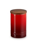 Le Creuset Signature 26oz Stoneware Canister with Acacia Wood Lid | Cerise