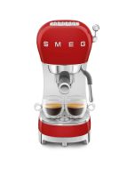 image shows SMEG 50's Retro Style Aesthetic Espresso Coffee Machine | Red  against a blank, white background