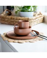 Everything Kitchens Modern Flat 12-Piece Dinnerware Set | Terracotta