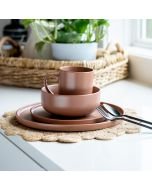 Everything Kitchens Modern Flat 16-Piece Dinnerware Set | Terracotta