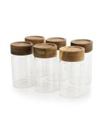 Everything Kitchens Modern Essentials 8oz Spice Jars with Wood Lids | Set of 6