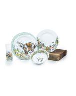 Everything Kitchens "Caprine Caper" Baby Goat 16-Piece Dinnerware Set + Glasses