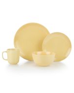 Everything Kitchens Modern Colorful Neutrals - Rippled 16-Piece Dinnerware Set - Glazed | Butter Yellow
