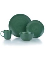 Everything Kitchens Modern Colorful Neutrals - Rippled 16-Piece Dinnerware Set - Matte | Green

