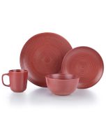 Everything Kitchens Modern Colorful Neutrals - Rippled 16-Piece Dinnerware Set - Matte | Red
