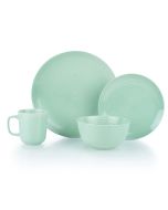 Everything Kitchens Modern Colorful Neutrals - Rippled 16-Piece Dinnerware Set - Glazed | Light Green
