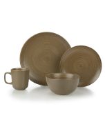 Everything Kitchens Modern Colorful Neutrals - Rippled 16-Piece Dinnerware Set - Matte | Mocha
