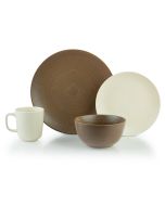 Everything Kitchens Modern Colorful Neutrals - Rippled 16-Piece Dinnerware Set - Matte | Beige & Mocha
