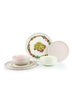 Everything Kitchens Modern Flat 24-Piece Dinnerware Set | Peace & Love + Soft Pink