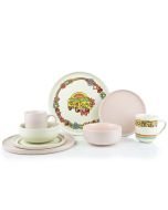 Everything Kitchens Modern Flat 32-Piece Dinnerware Set | Peace & Love + Soft Pink
