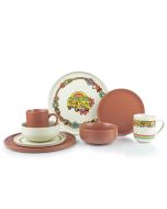 Everything Kitchens Modern Flat 32-Piece Dinnerware Set | Peace & Love + Terracotta
