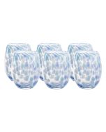 TAG Ltd. 16oz Tritan Stemless Wine Glasses - Set of 6 | Light Blue Confetti