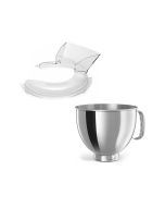 KitchenAid 5-Quart Stainless Steel Bowl + Pouring Shield | Fits 4.5-Quart & 5-Quart KitchenAid Tilt-Head Stand Mixers