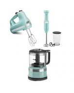 KitchenAid Aqua Sky Small Appliances Set | Mini Food Processor, Blender & Hand Mixer