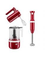KitchenAid Empire Red Cordless Small Appliances Set | Hand Mixer, Hand Blender & Food Chopper