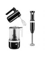 KitchenAid Onyx Black Cordless Small Appliances Set | Hand Mixer, Hand Blender & Food Chopper