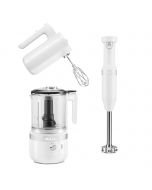 KitchenAid White Cordless Small Appliances Set | Hand Mixer, Hand Blender & Food Chopper