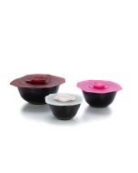 Mosser Glass Mixing Bowl Set with Silicone Lids | Black Raspberry & Roses