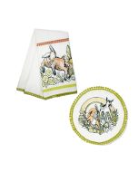 Everything Kitchens "Caprine Caper" Baby Goat Tea Towel + Pot Holder Set