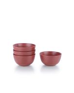 Everything Kitchens Modern Colorful Neutrals - Rippled 6" Bowls (Set of 4) - Matte | Red
