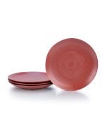 Everything Kitchens Modern Colorful Neutrals - Rippled 10.5" Dinner Plates (Set of 4) - Matte | Red
