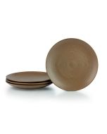 Everything Kitchens Modern Colorful Neutrals - Rippled 10.5" Dinner Plates (Set of 4) - Matte | Mocha
