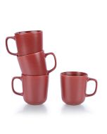 Everything Kitchens Modern Colorful Neutrals - Rippled 12oz Mugs (Set of 4) - Matte | Red
