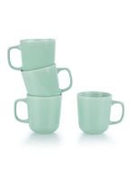 Everything Kitchens Modern Colorful Neutrals - Rippled 12oz Mugs (Set of 4) - Glazed | Light Green
